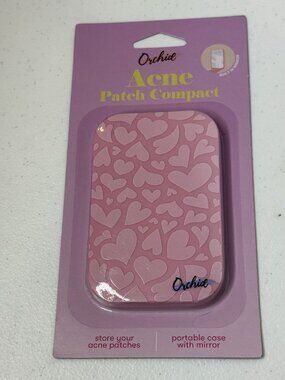 Orchid Acne Patch Compact Pink Hearts Built In Mirror Storage Case Coquette